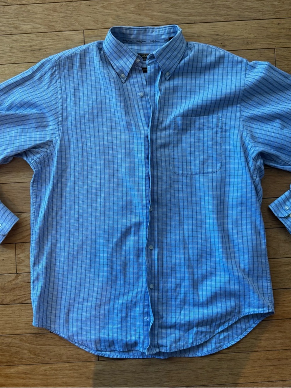 Bobby Jones Blue Check Button Down Shirt L 16.5 Preppy Polo Core Golfcore